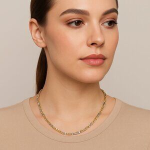 Vintage Signed RCI Italy 925 Sterling Silver Two-Tone Diamond‎ Cut 18” Necklace